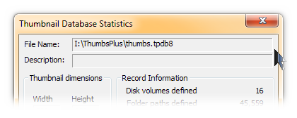 Database Statistics dialog
